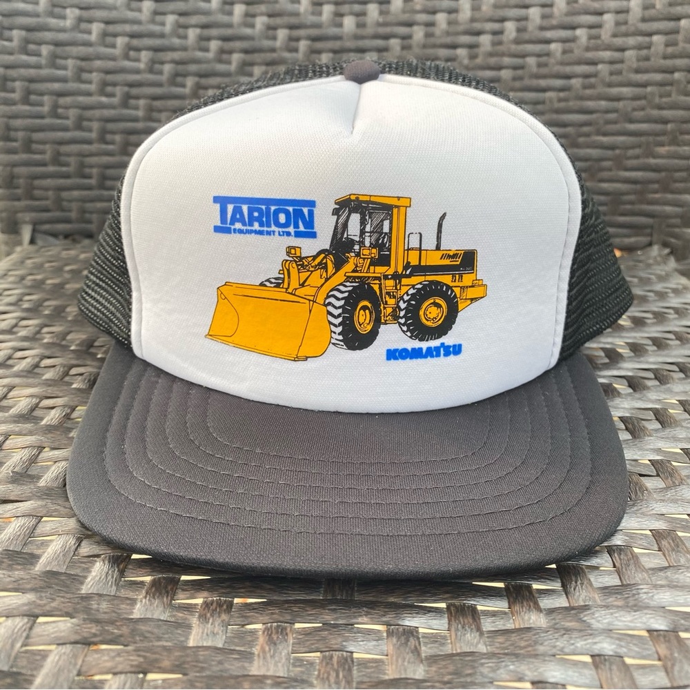 Vintage 80s Mesh Truckers Hat Heavy Equipment Front End Loader SnapBack KP Caps